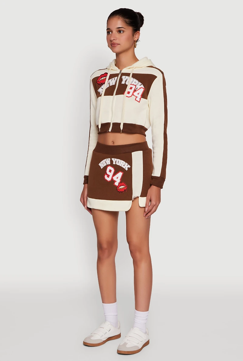 Womens Trendy New York Graphic Cropped Hooded Sweatshirt, Multi,