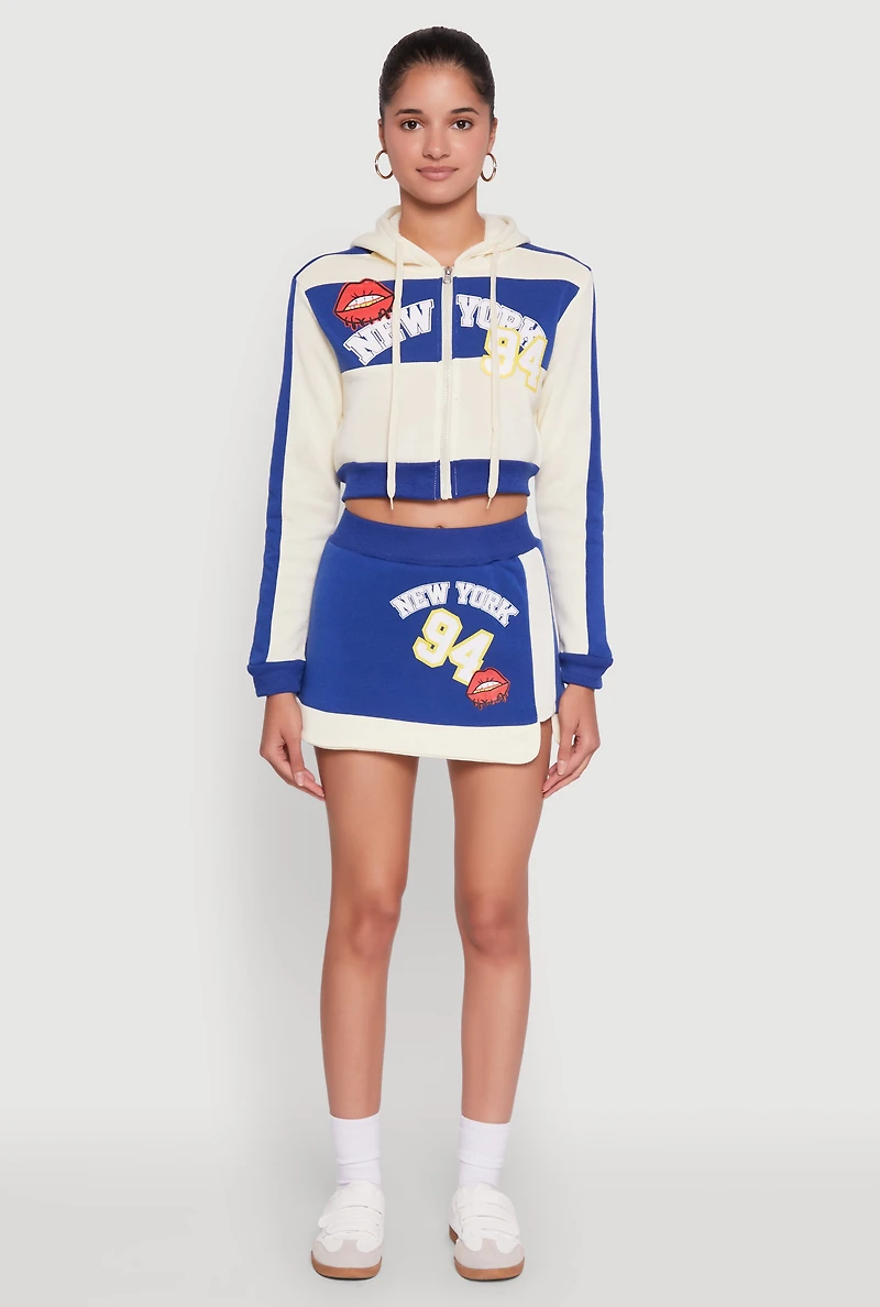 Womens Trendy New York Graphic Cropped Hooded Sweatshirt, Multi,