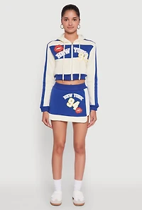 Womens Trendy New York Graphic Cropped Hooded Sweatshirt, Multi,
