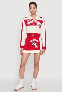 Womens Trendy New York Graphic Cropped Hooded Sweatshirt, Multi,