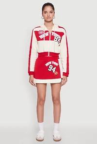 Womens Trendy New York Graphic Cropped Hooded Sweatshirt, Multi,
