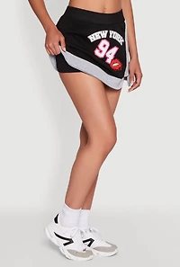 Womens New York 94 Graphic High Waisted Skort, Black, Size L