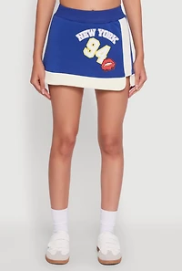 Womens New York 94 Graphic High Waisted Skort, Blue, Size S