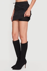 Toggle Drawstring Waist Camo Cargo Pocket Skirt