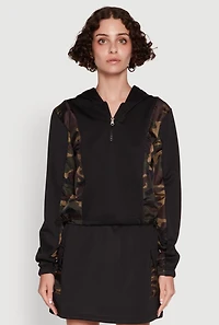 Womens Color Block Quarter Zip Hoodie, Multi,