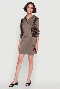 Womens Color Block Quarter Zip Hoodie, Multi,