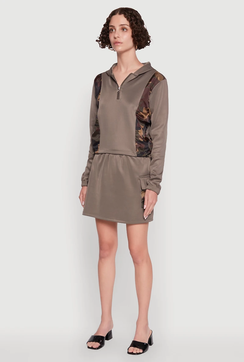 Womens Color Block Quarter Zip Hoodie, M