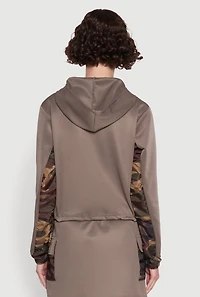 Womens Color Block Quarter Zip Hoodie, Multi,