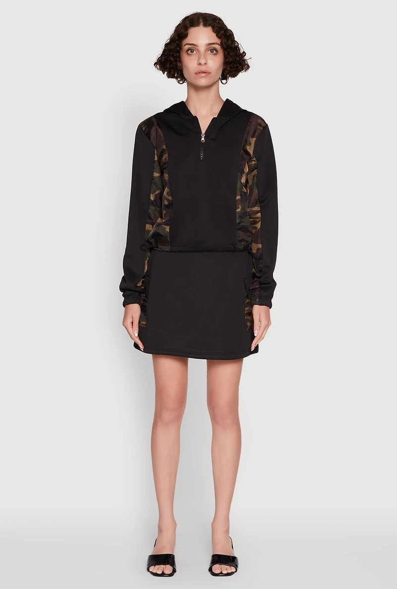 Trendy Drawstring Waist Cargo Skirt