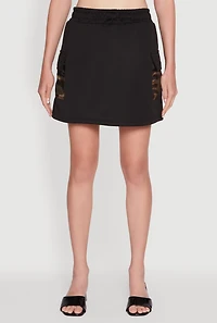 Womens Trendy Drawstring Waist Cargo Skirt, Multi, Size S