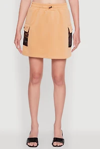 Womens Trendy Drawstring Waist Cargo Skirt, Multi, Size S