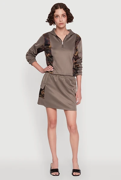 Womens Trendy Drawstring Waist Cargo Skirt, Multi, Size L