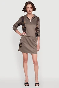 Womens Trendy Drawstring Waist Cargo Skirt, Grey, Size M