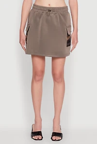 Womens Trendy Drawstring Waist Cargo Skirt, Grey, Size M