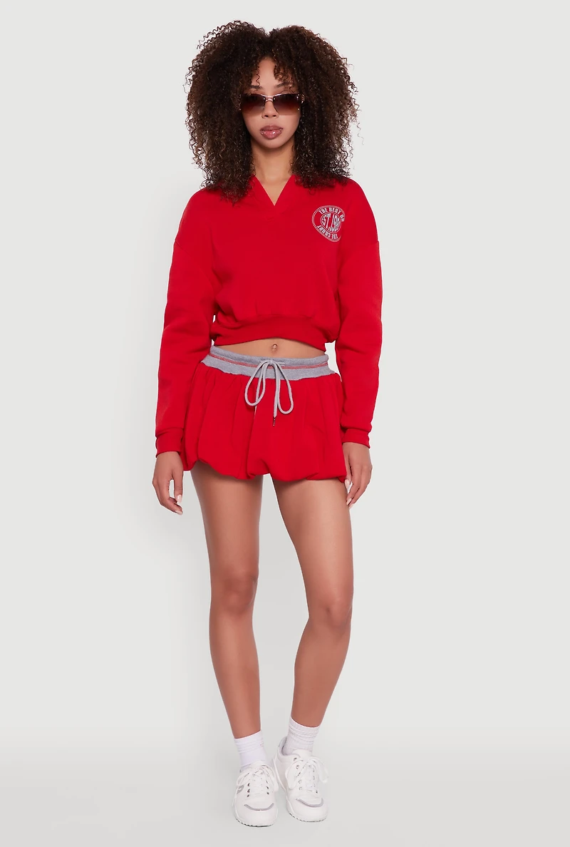 Womens Best On The Court Graphic Cropped Sweatshirt, Red, Size XL