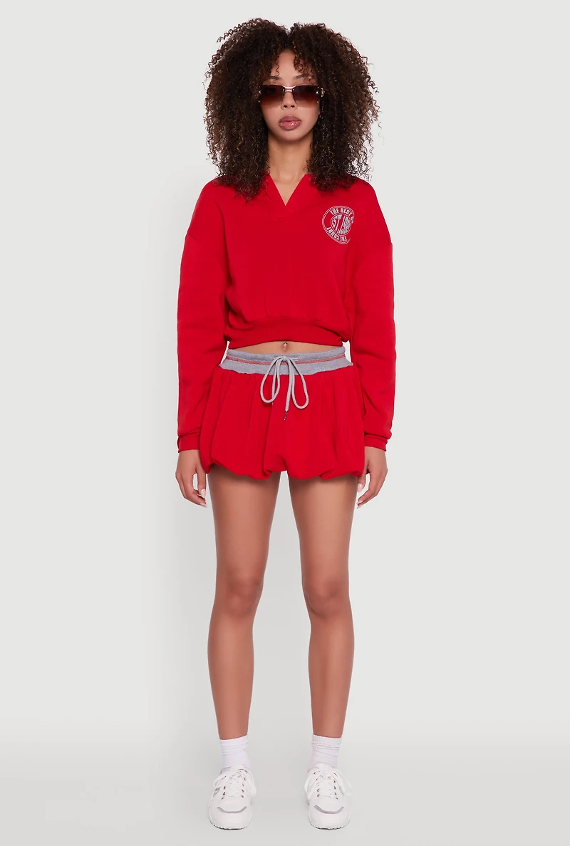 Womens Best On The Court Graphic Cropped Sweatshirt, Red, Size XL