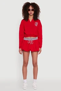 Womens Best On The Court Graphic Cropped Sweatshirt, Red, Size XL