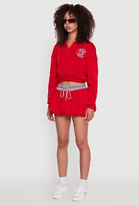 Womens Best On The Court Graphic Cropped Sweatshirt, Red, Size XL