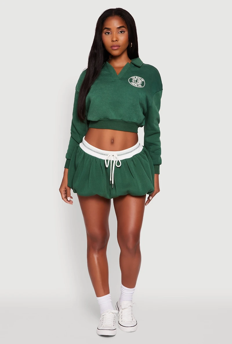 Womens Best On The Court Graphic Cropped Sweatshirt, Green, Size M