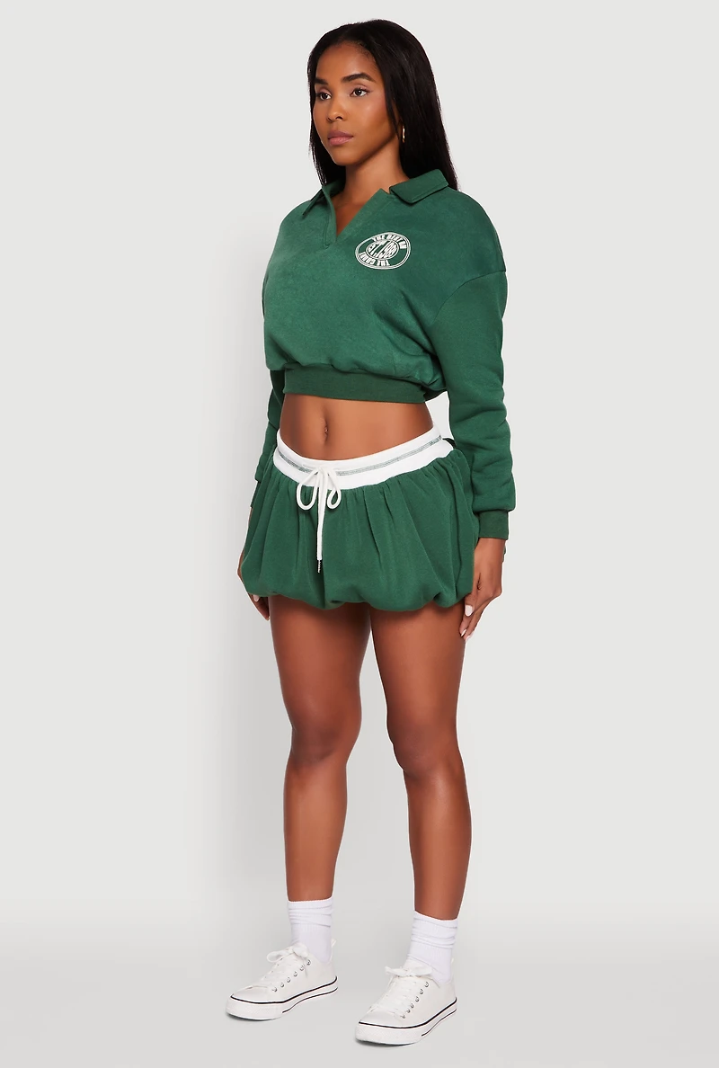 Womens Best On The Court Graphic Cropped Sweatshirt, Green,