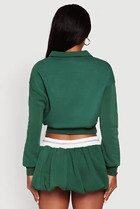 Womens Best On The Court Graphic Cropped Sweatshirt, Green, Size M