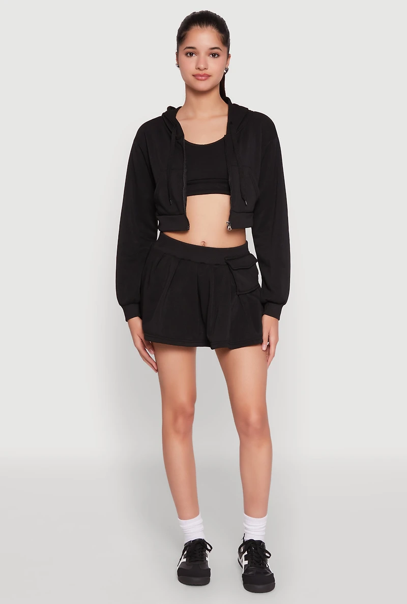 Womens Long Sleeve Hooded Sweatshirt and Tank Top, M