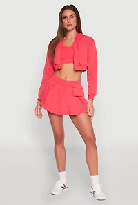 Womens Long Sleeve Hooded Sweatshirt and Tank Top, Pink, Size S
