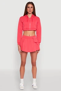Womens Long Sleeve Hooded Sweatshirt and Tank Top, Pink, Size S