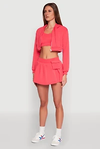 Womens Long Sleeve Hooded Sweatshirt and Tank Top, Pink, Size S