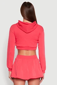 Womens Long Sleeve Hooded Sweatshirt and Tank Top, Pink, Size S