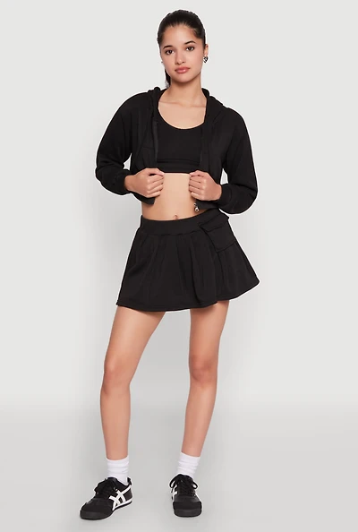 Womens Fleece Lined Pleated Cargo Skort,