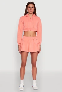 Womens Fleece Lined Pleated Cargo Skort,