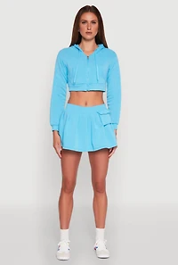 Fleece Lined Pleated Cargo Skort