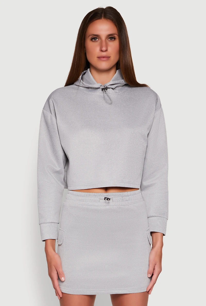 Womens Long Sleeve Hooded Sweatshirt, Grey, Size M