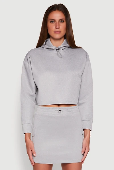 Womens Long Sleeve Hooded Sweatshirt, Grey, Size M