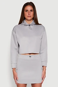 Womens Long Sleeve Hooded Sweatshirt, Grey, Size M