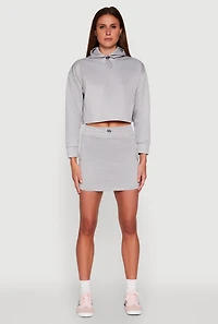 Womens Long Sleeve Hooded Sweatshirt, Grey, Size M
