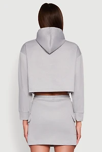 Womens Long Sleeve Hooded Sweatshirt, Grey, Size M