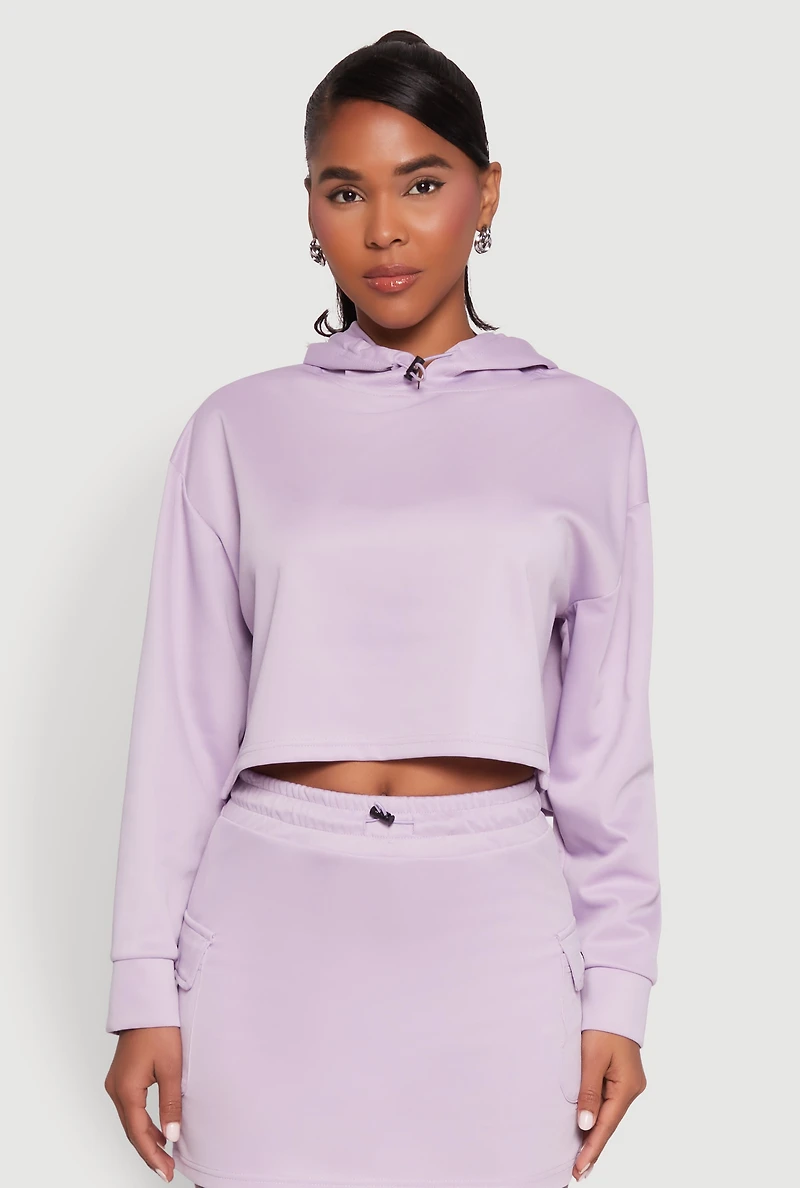 Womens Long Sleeve Hooded Sweatshirt, Purple, Size M