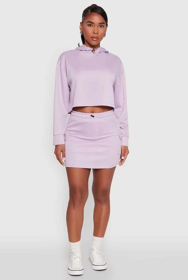 Womens Long Sleeve Hooded Sweatshirt, Purple, Size M