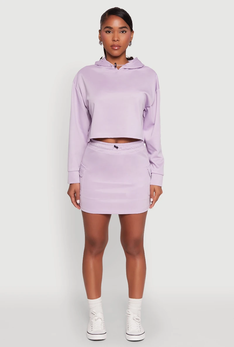 Womens Long Sleeve Hooded Sweatshirt, Purple, Size M