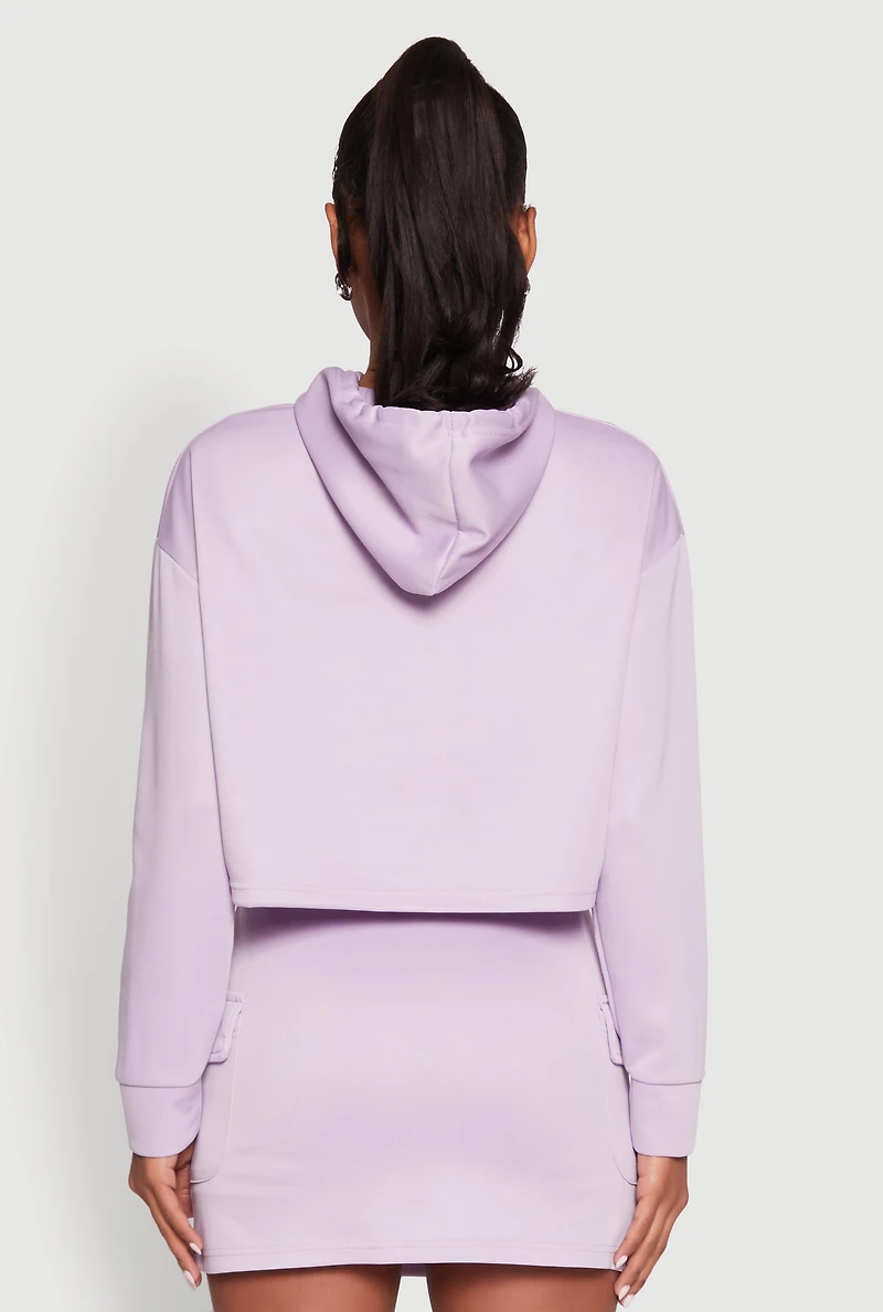 Womens Long Sleeve Hooded Sweatshirt, Purple, Size M