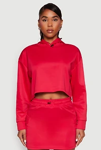 Womens Long Sleeve Hooded Sweatshirt, Red, Size M