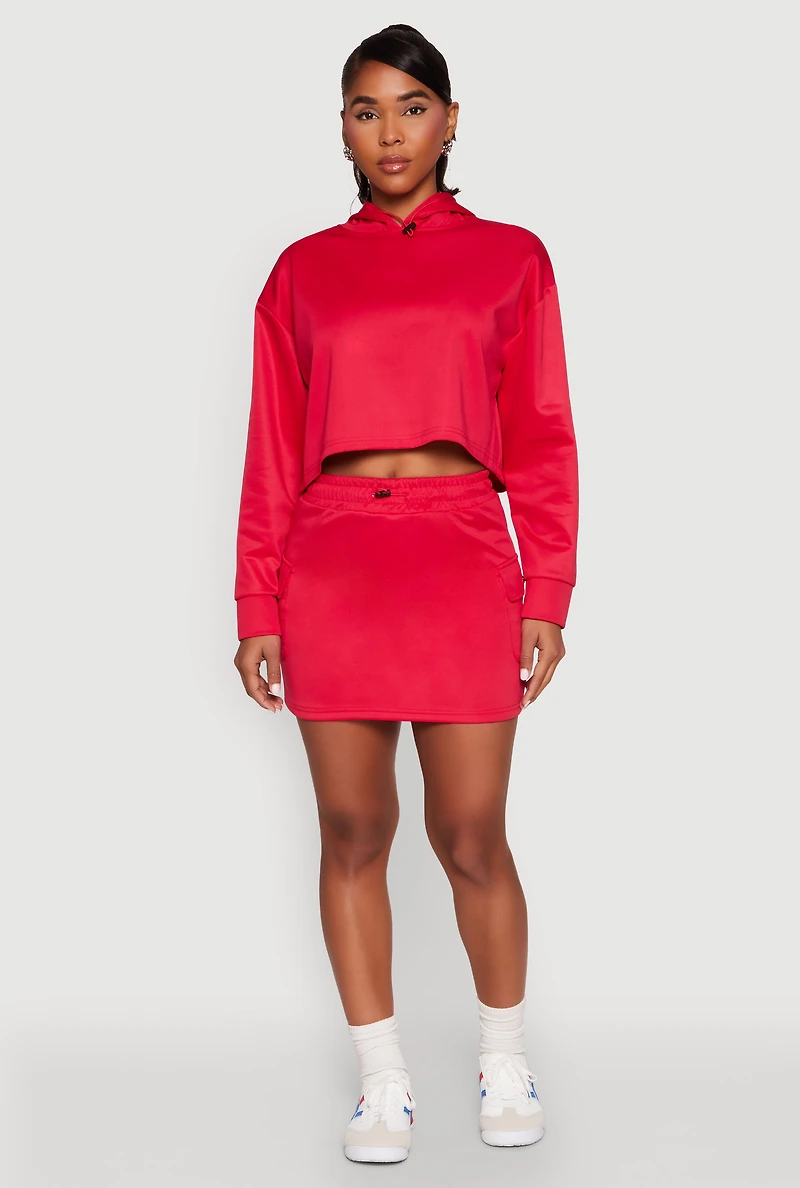 Womens Long Sleeve Hooded Sweatshirt, Red, Size M