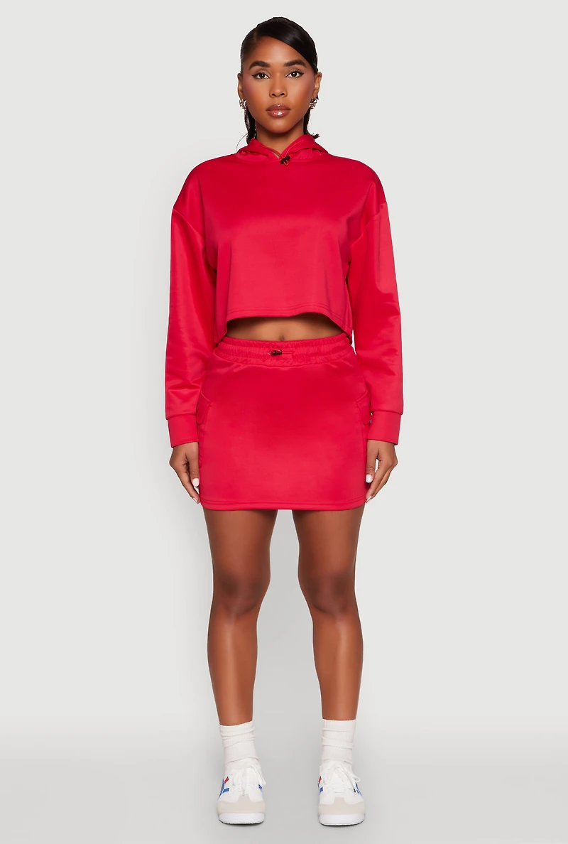 Womens Long Sleeve Hooded Sweatshirt, Red, Size M