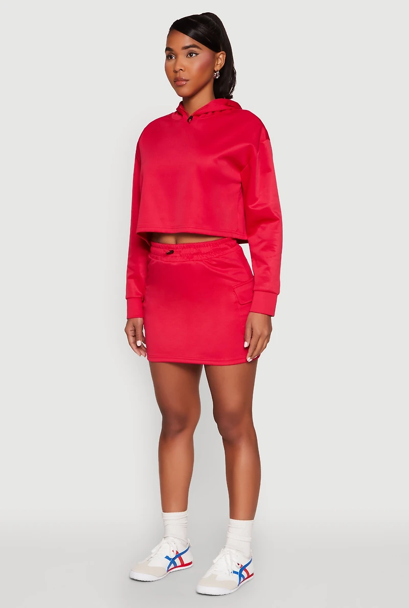 Womens Long Sleeve Hooded Sweatshirt, Red, Size M