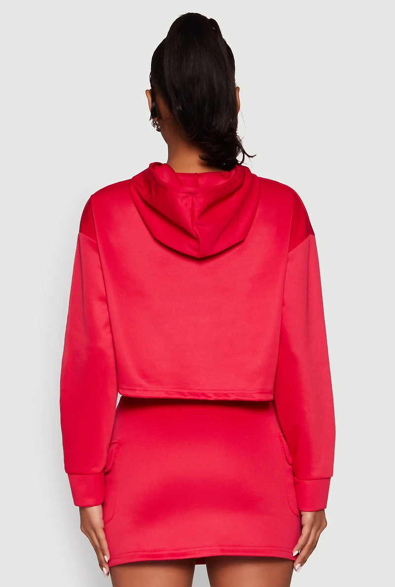 Womens Long Sleeve Hooded Sweatshirt, Red, Size M