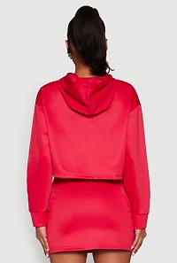 Womens Long Sleeve Hooded Sweatshirt, Red, Size M