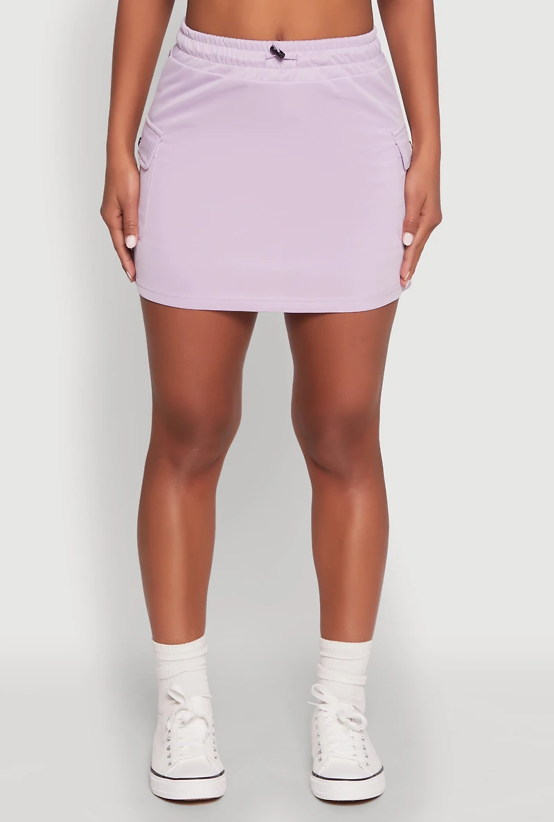 Womens Toggle Drawstring Cargo Skort, Purple, Size L