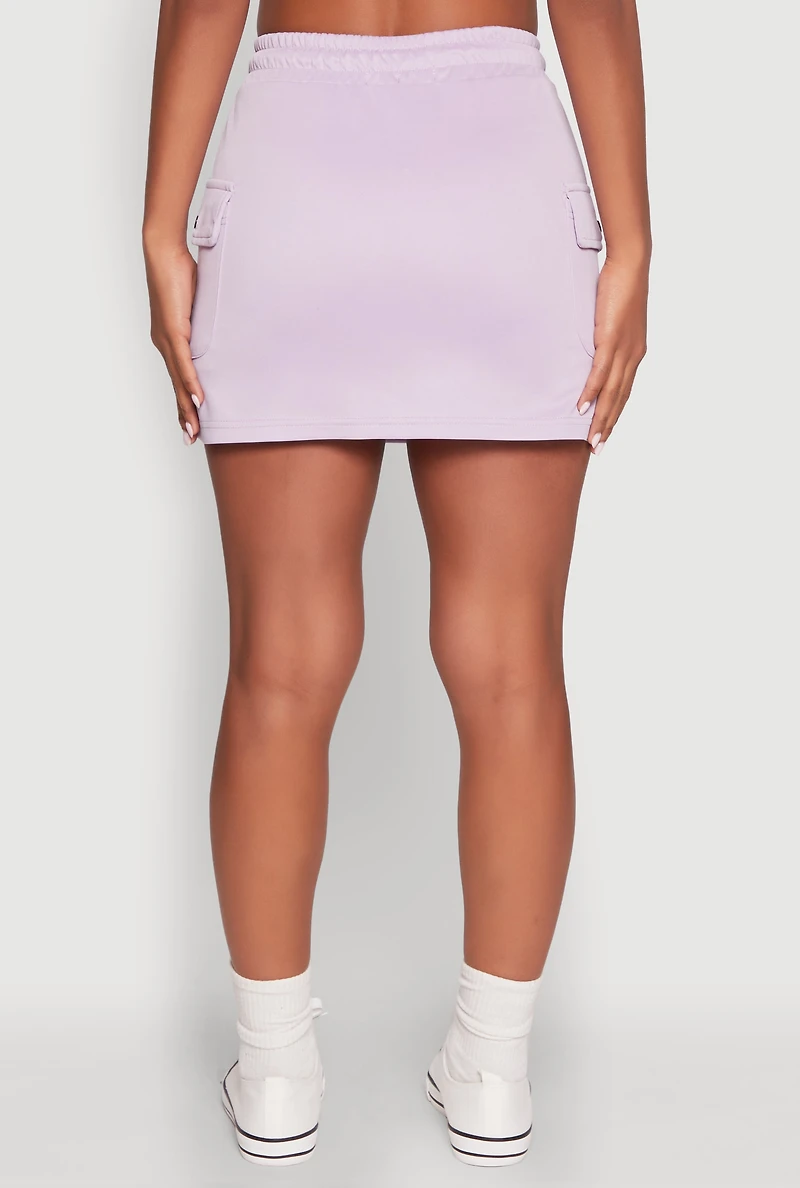 Womens Toggle Drawstring Cargo Skort, Purple, Size L